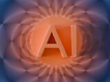 Ai letters on a glowing orange and blue background