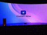 Chatgpt atlas logo displayed on a large screen