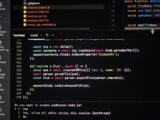 Coding on a dark theme computer screen
