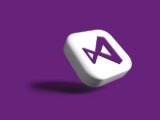 a white dice with a purple letter on it