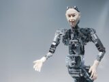 a robot that is standing in the air