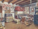 A room filled with traditional folk art and furniture.