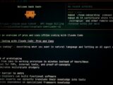 Computer screen displaying code and text