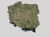 A satellite view of poland on a white background.