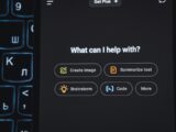 Ai interface on a glowing keyboard