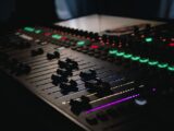 black and green audio mixer