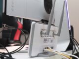 white and black corded electronic device
