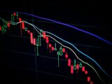 stock market candlestick chart on dark screen