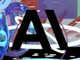 Bold 'ai' text with vibrant abstract digital elements.