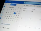 a computer screen with a calendar on it