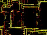 Abstract geometric pattern of yellow and red lines